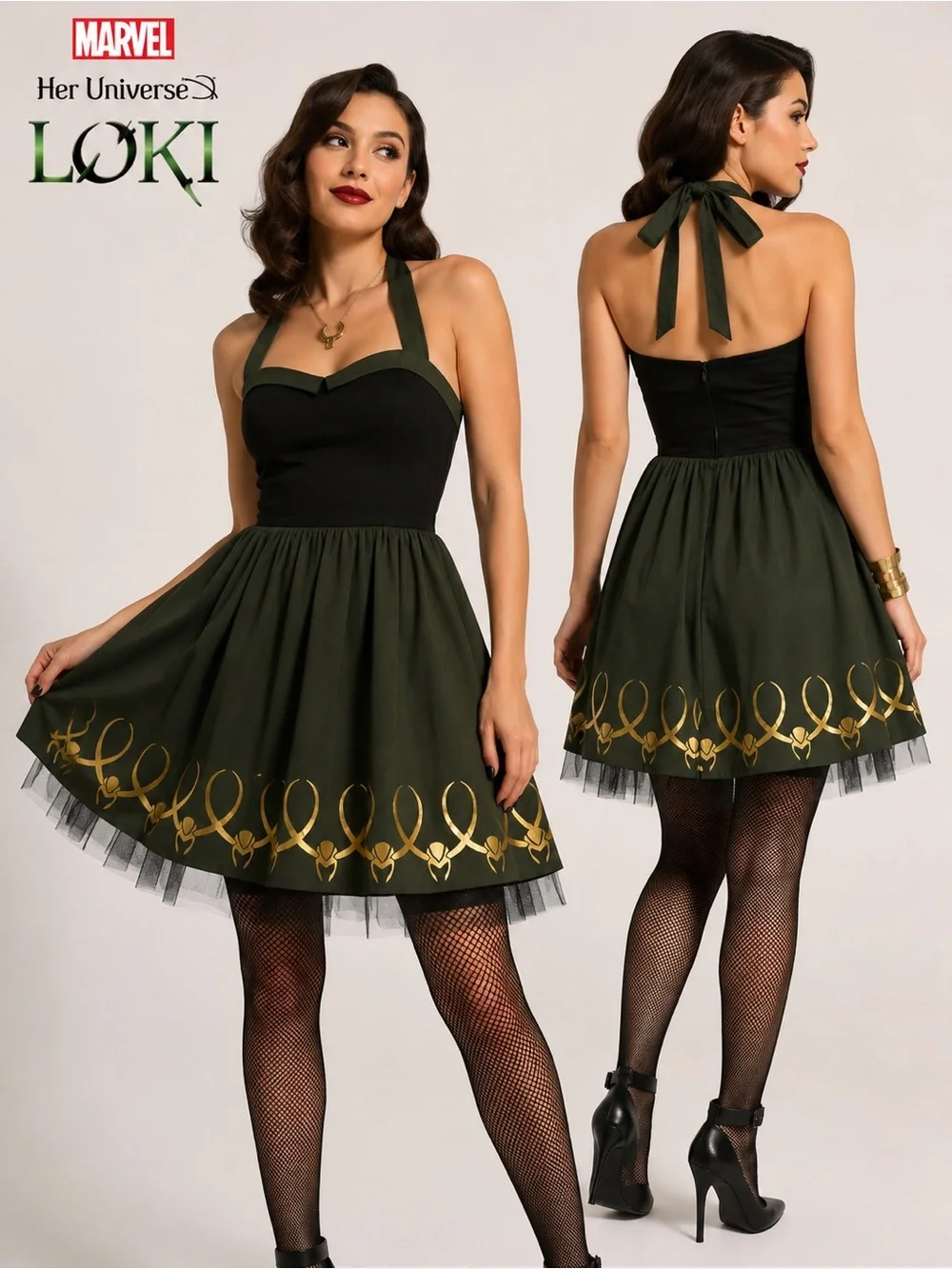 Her Universe Marvel Loki Limited Edition Halter Dress XL Cosplay Disneybound - Picture 1 of 12